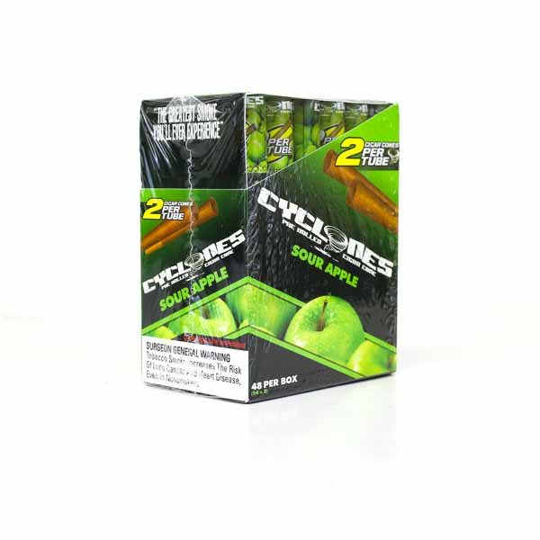 Cyclones 2 Per Tube Cigar Cones - 24/box - Sour Apple