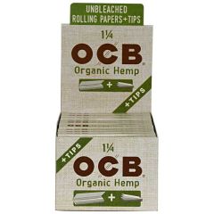 OCB Rolling Paper - Organic Hemp 1 1/4 w/ Tips Box