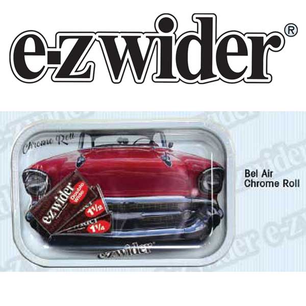 EZ Wider Metal Tray & Rolling Paper Combo - Chrome Roll - Bel Air