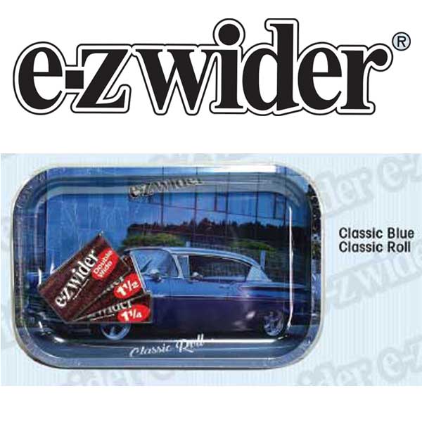 EZ Wider Metal Tray & Rolling Paper Combo - Classic Roll - Classic Blue