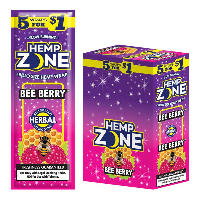 Hemp Zone Rillo Size Hemp Wrap - Bee Berry