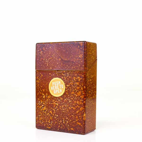 Speckled Marble Push Button Cigarette Case - King - Brown