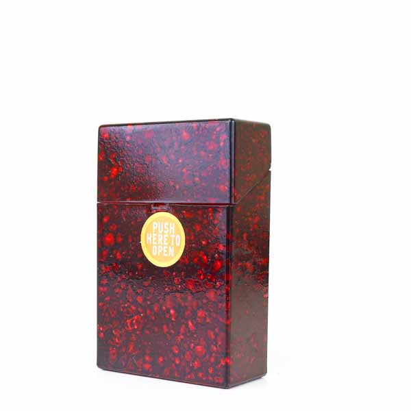 Speckled Marble Push Button Cigarette Case - King - Red