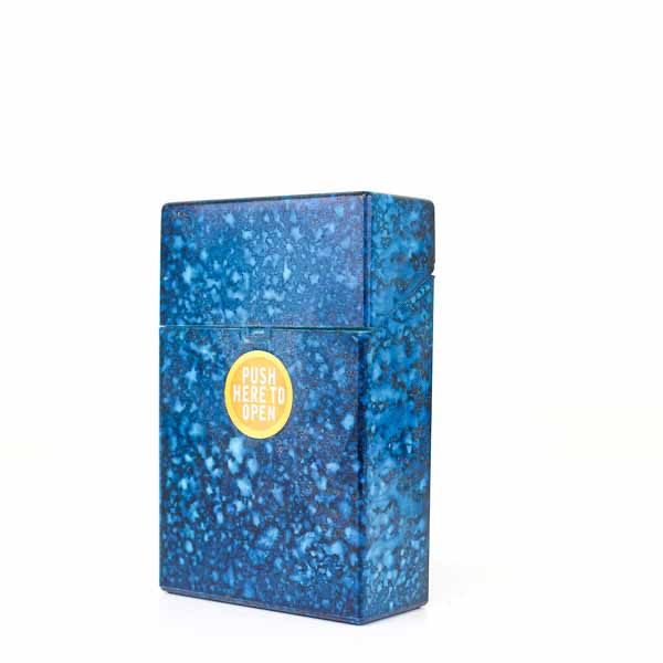 Speckled Marble Push Button Cigarette Case - King - Blue