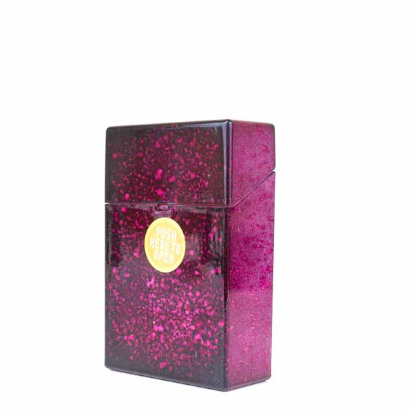Speckled Marble Push Button Cigarette Case - King - Purple
