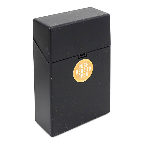 Metallic Color Push Button Cigarette Case - King - Black