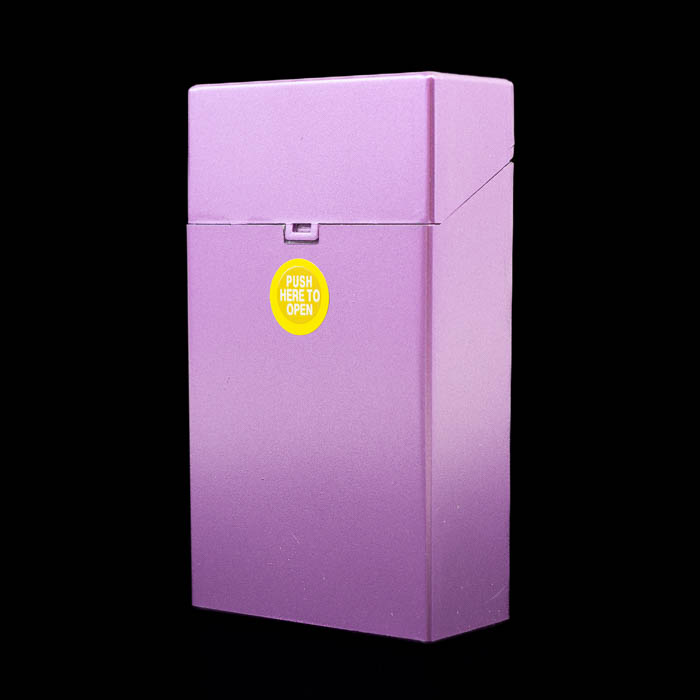 Metallic Finish Push Button Cigarette Case - 100mm - Lavender