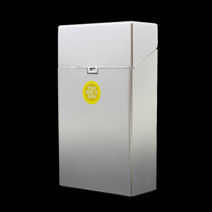 Metallic Finish Push Button Cigarette Case - 100mm - Silver