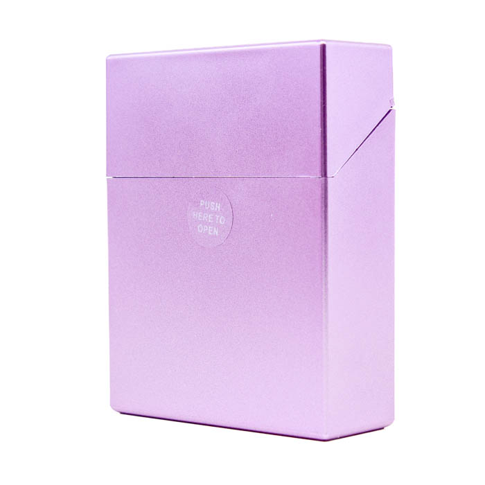 Metallic Finish Push Button Wide Cigarette Case - Lavender