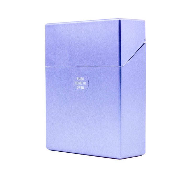 Metallic Finish Push Button Wide Cigarette Case - Violet