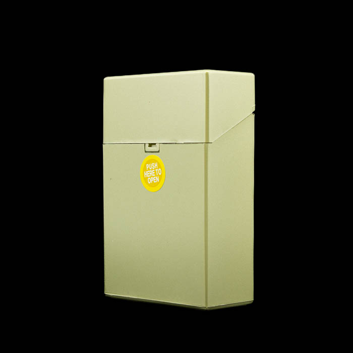 Metallic Push Button Cigarette Case - King - Khaki