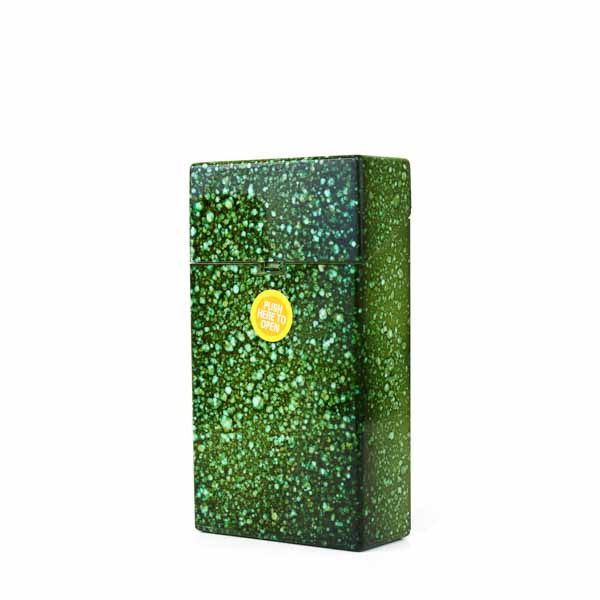 Speckled Marble Push Button Cigarette Case - 100mm - Green