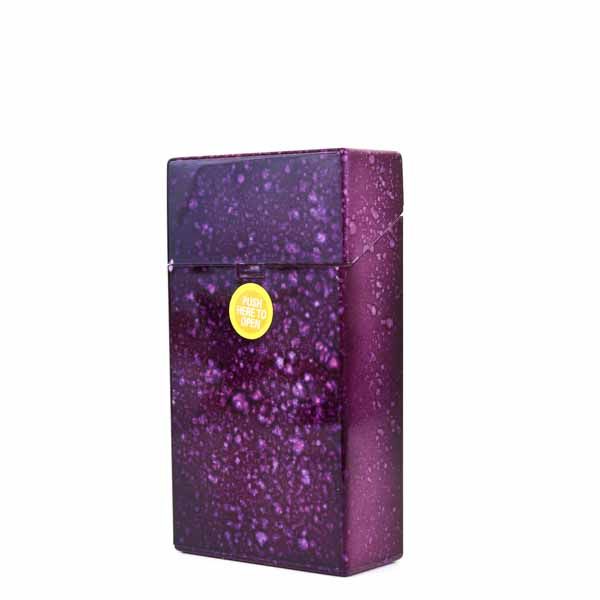 Speckled Marble Push Button Cigarette Case - 100mm - Purple