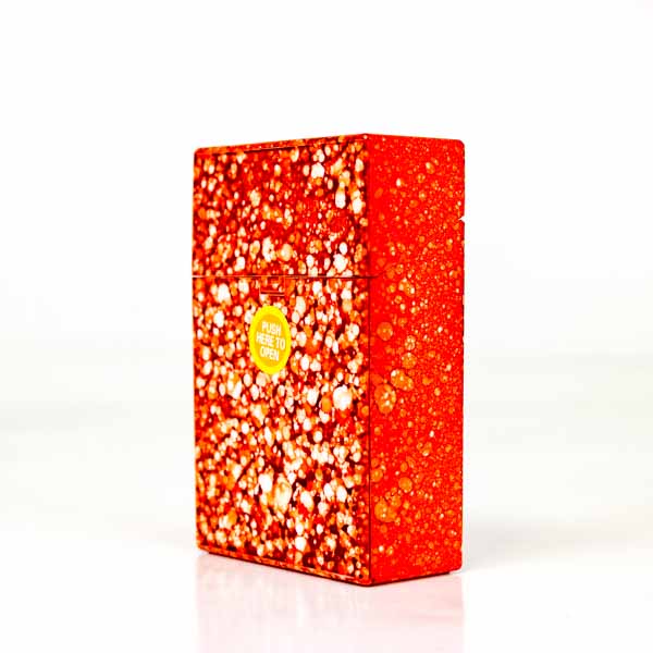Speckled Marble Push Button Cigarette Case - King - Orange