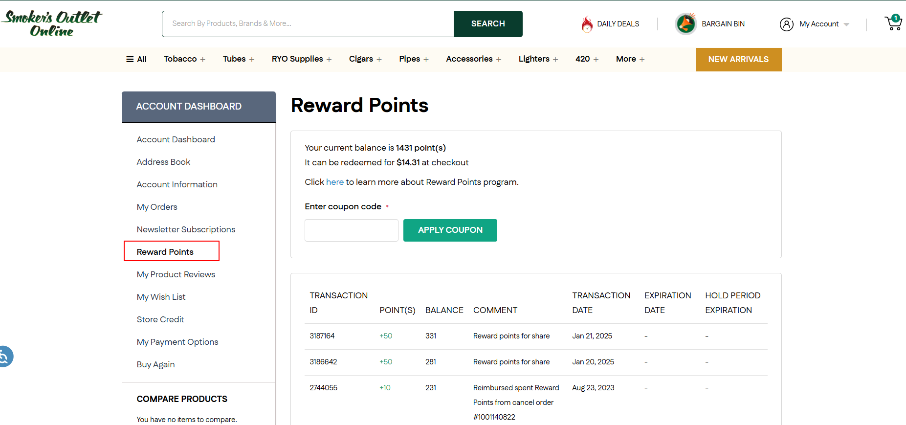 Manage Rewards Points